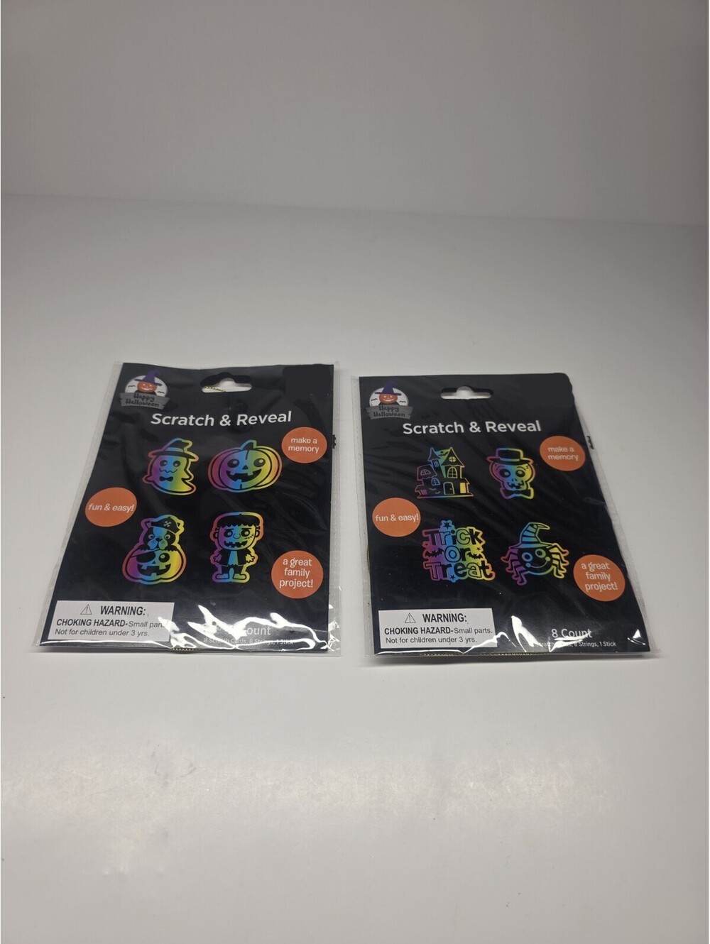 Happy Halloween Scratch & Reveal Decor/Art/Ornaments 8 count - NEW